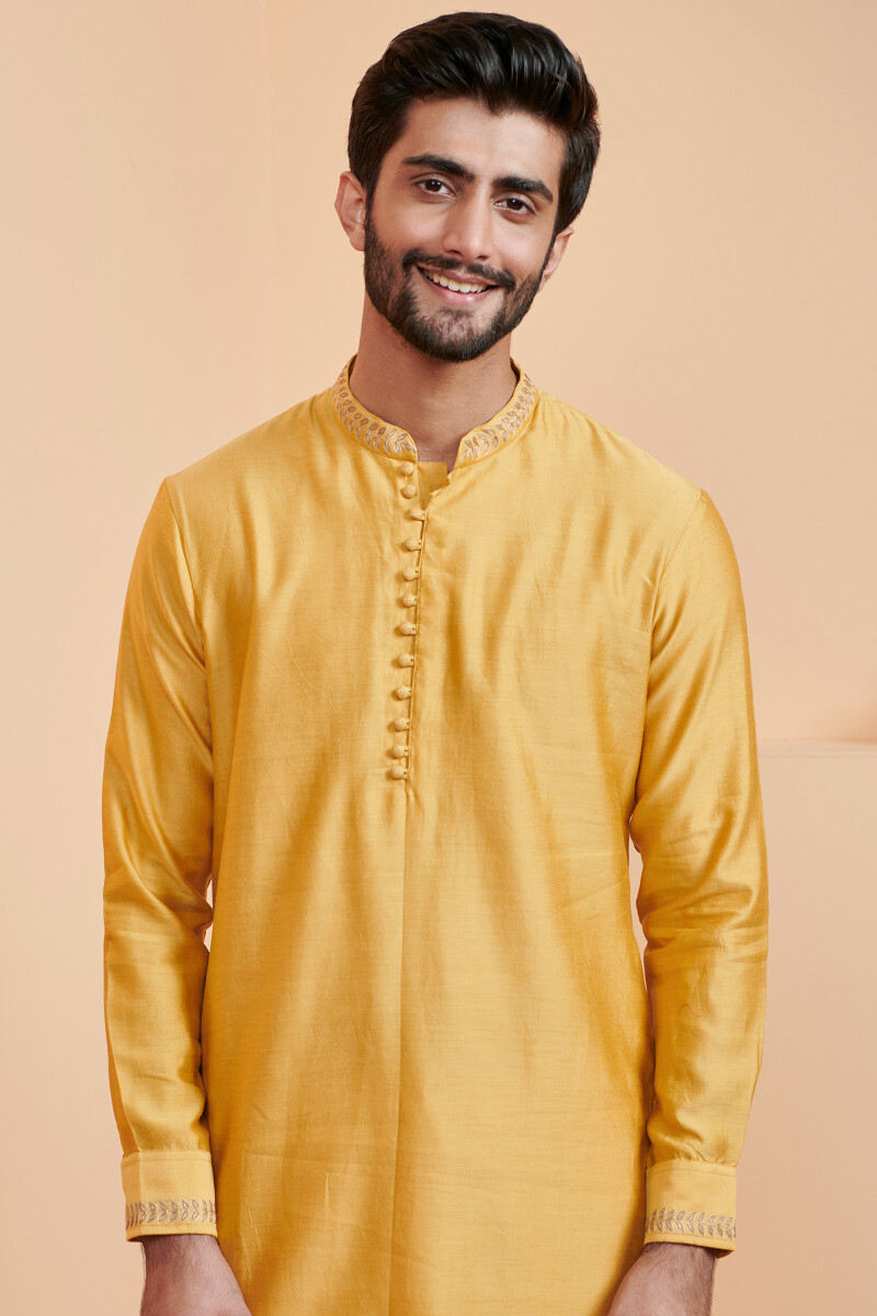 Yellow Handcrafted Chanderi Kurta