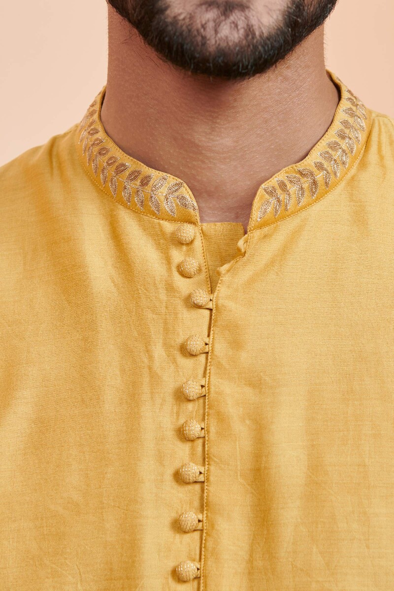 Yellow Handcrafted Chanderi Kurta