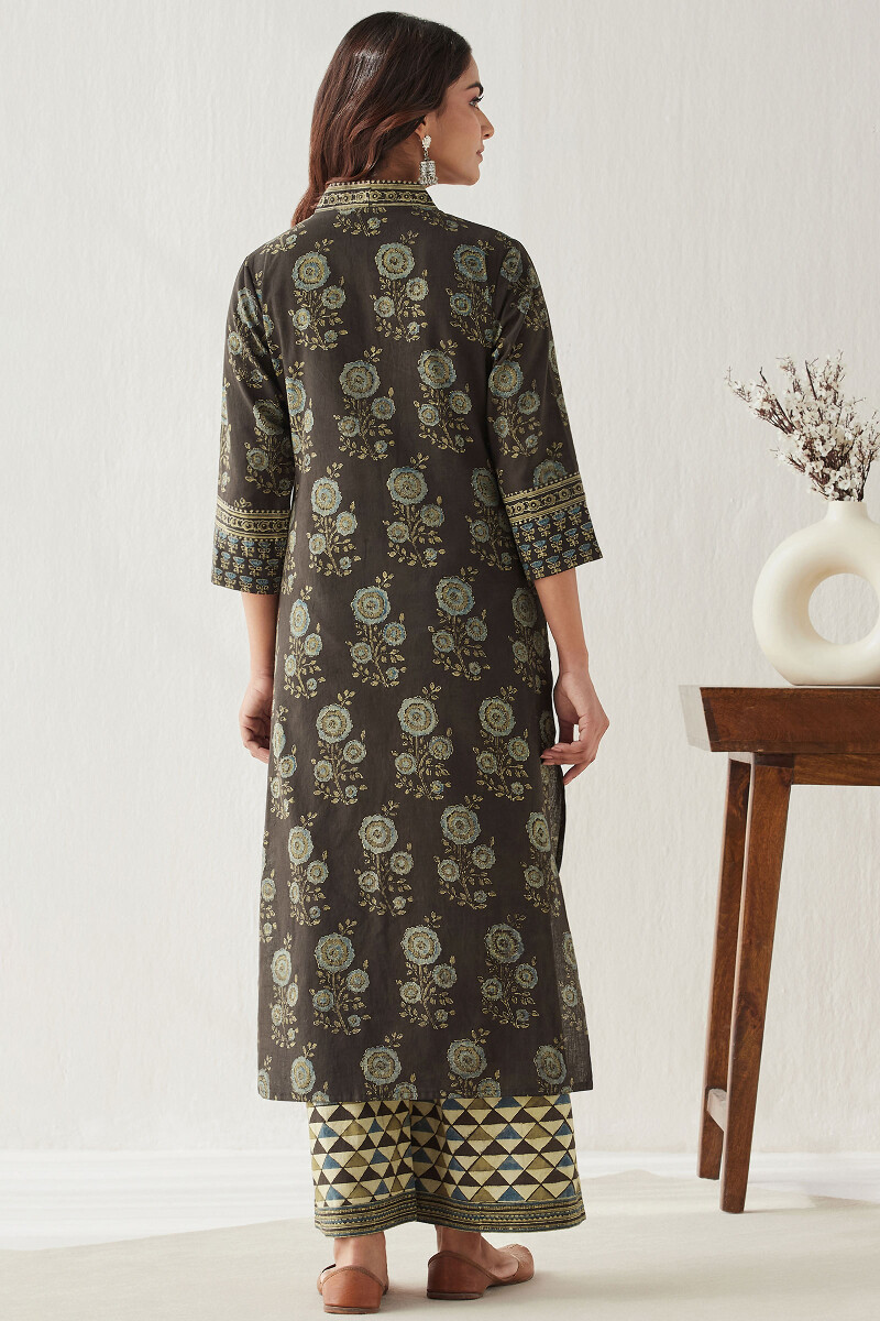 Ajrak Hand Block Printed Straight Cotton Kurta