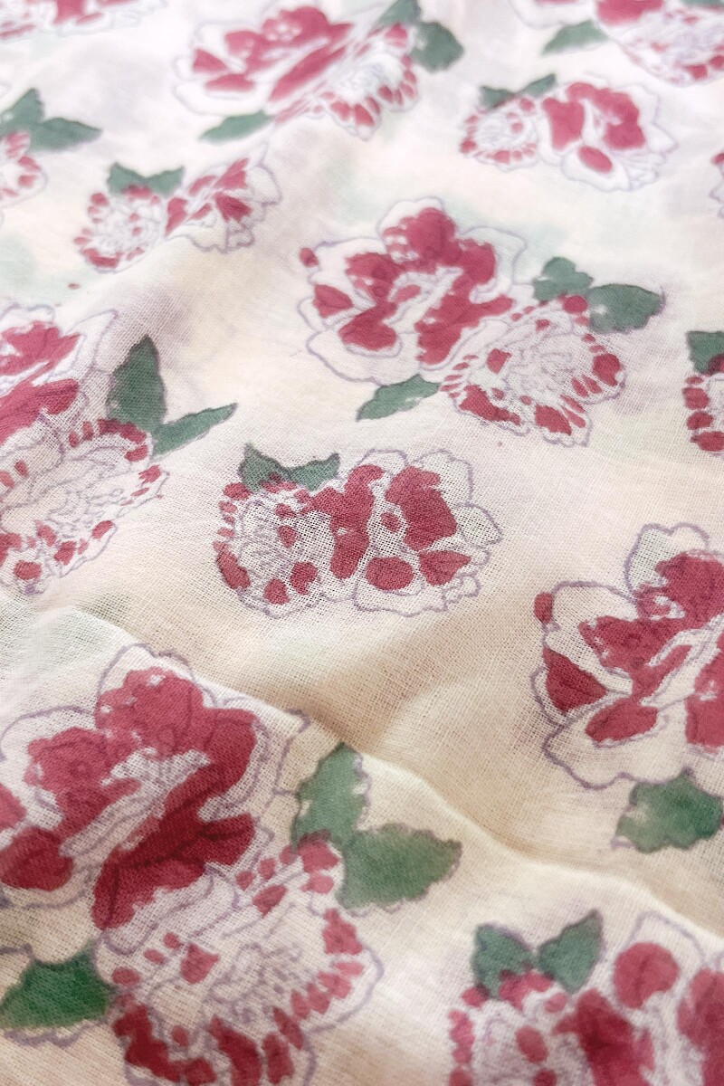 Off-White Hand Block Printed Cotton Dupatta