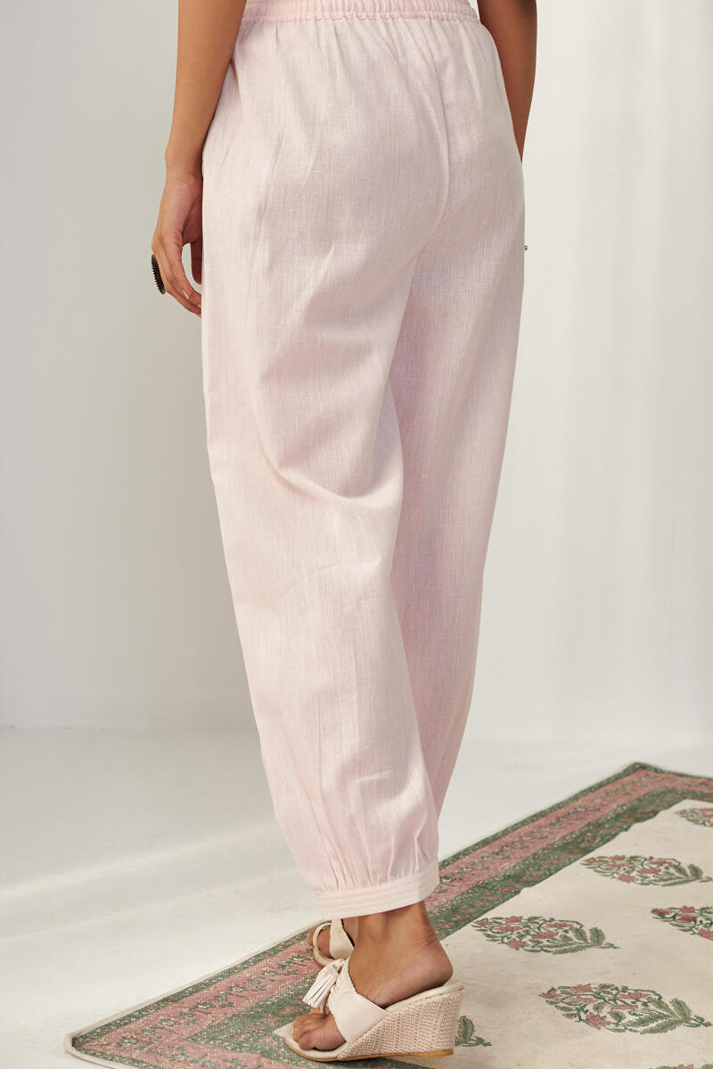 Pink Handcrafted Cotton Izhaar Pants