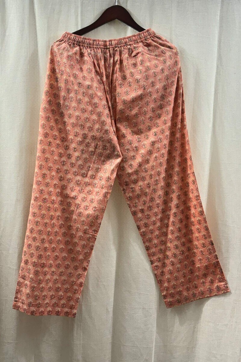 Peach Hand Block-Printed Loungewear Set