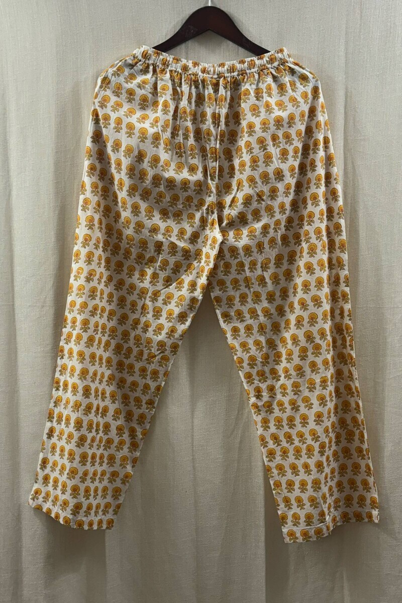 White Hand Screen-Printed Loungewear Set