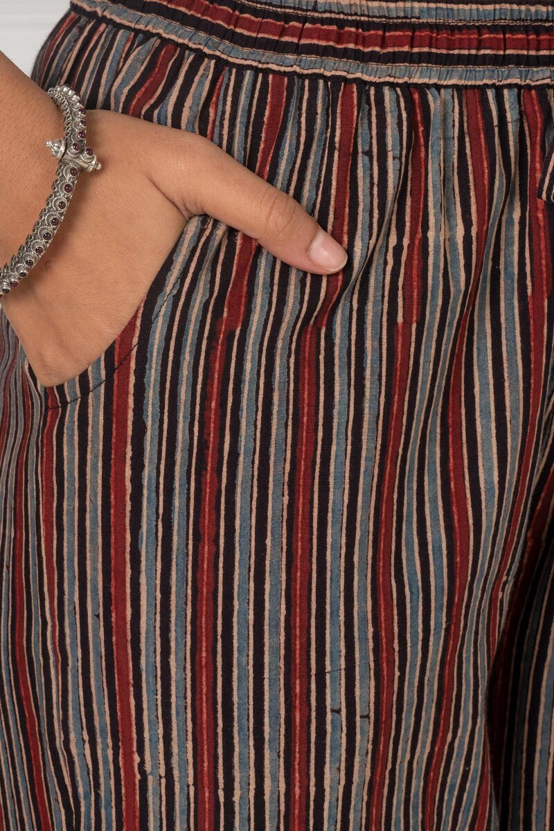 Ajrak Block Printed Cotton Farsi Pants