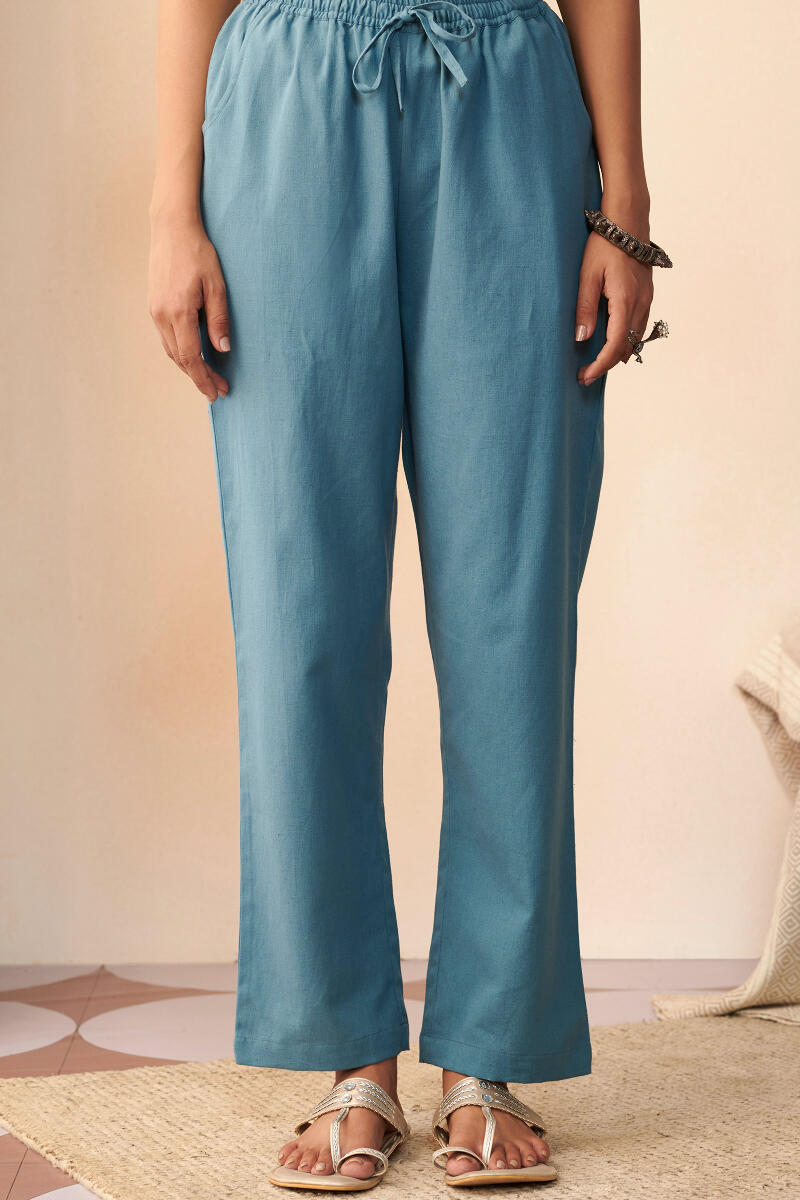 Blue Handcrafted Cotton Pants