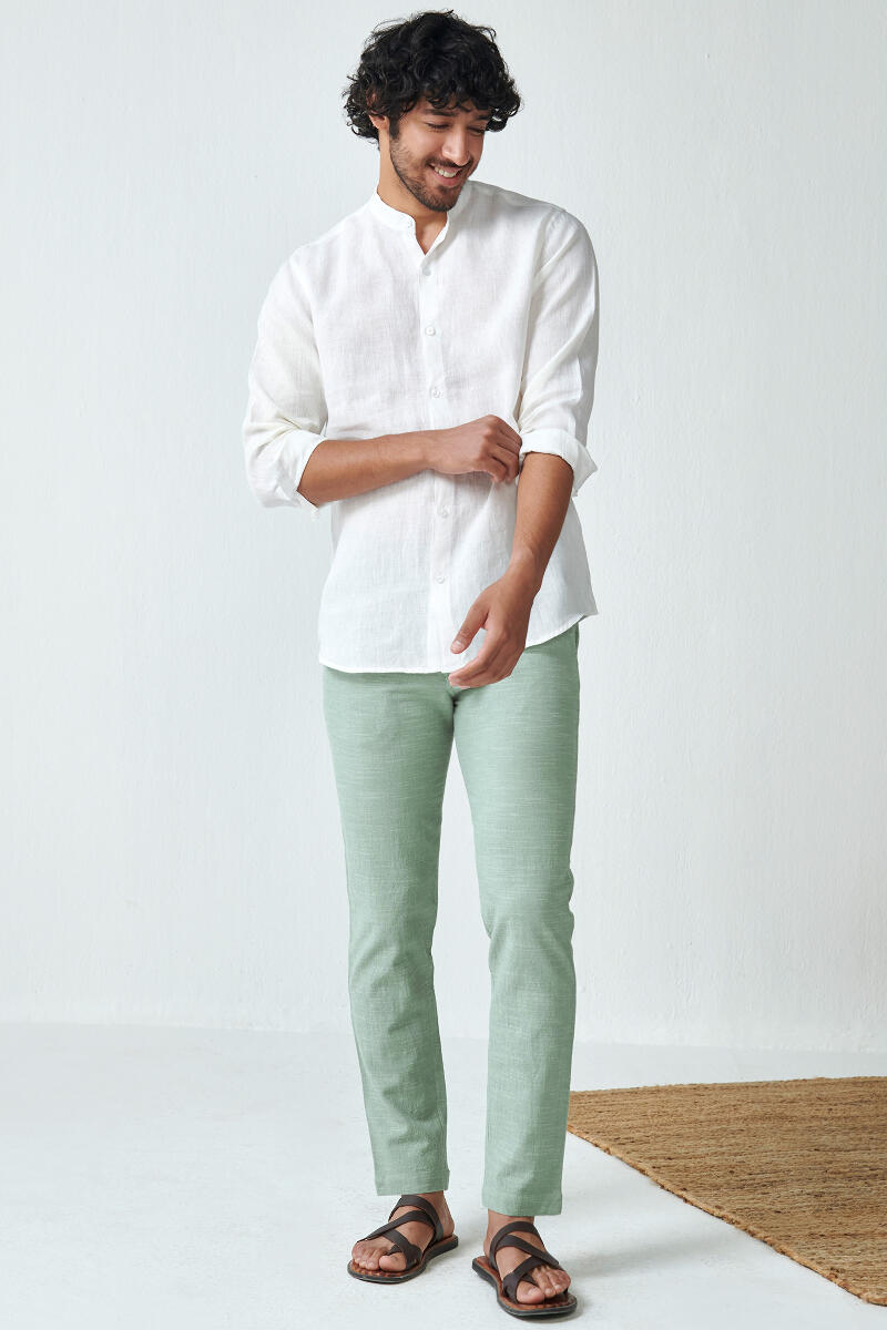 Green Handcrafted Cotton Pants