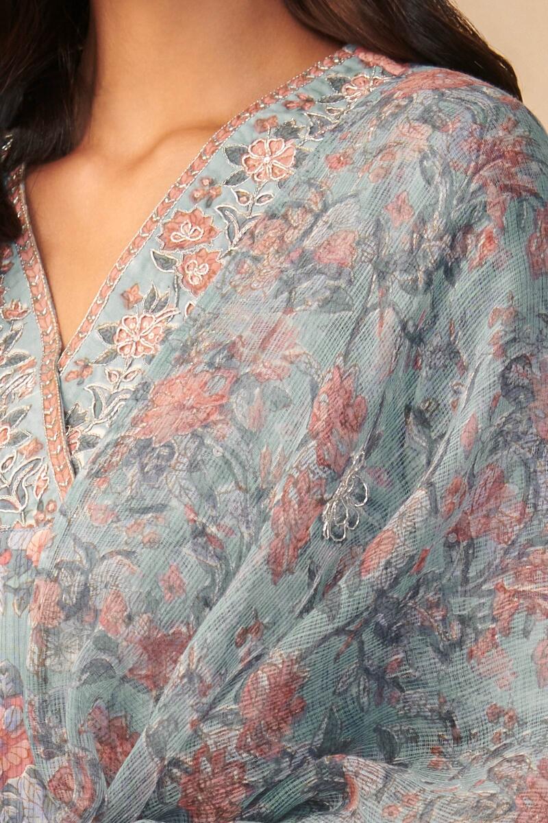 Blue Hand Block Printed Kota Dupatta