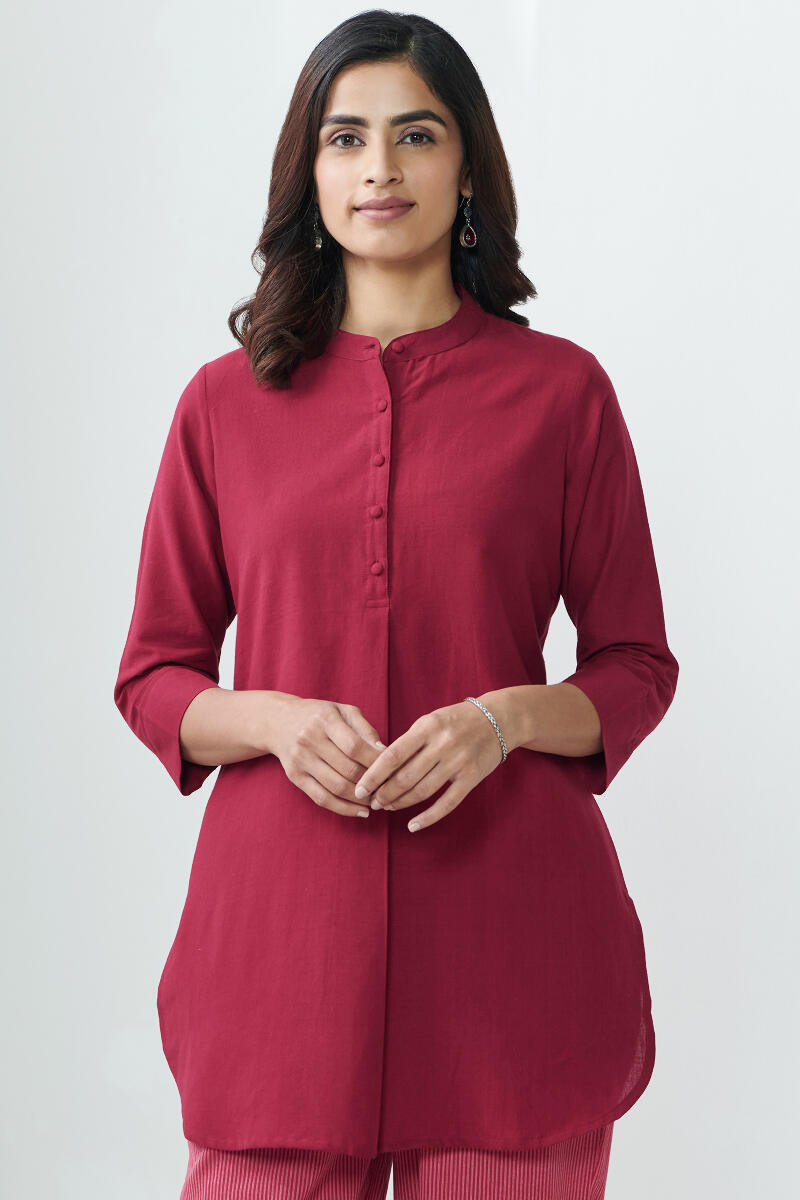 Maroon Handcrafted Cotton Loungewear Set