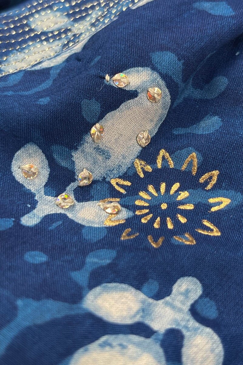 Indigo Hand Block-Printed Straight Viscose Kurta