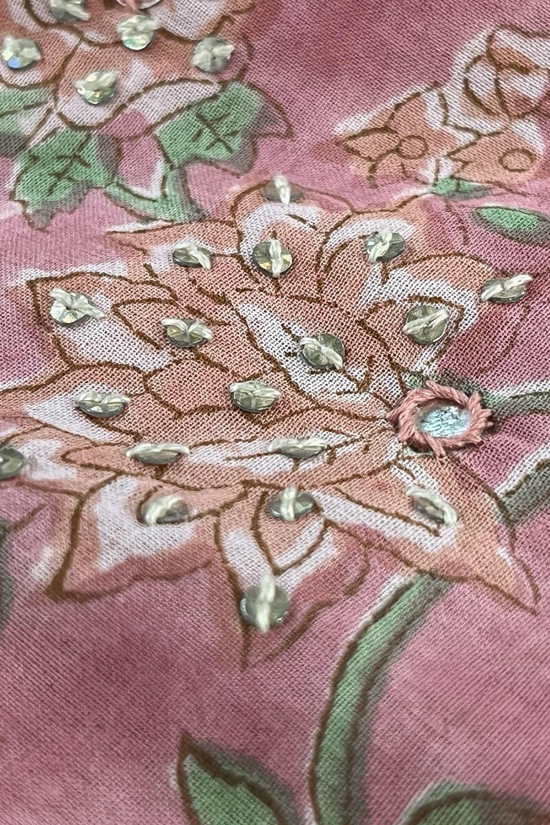 Pink Hand Block Printed Straight Cotton Kurta