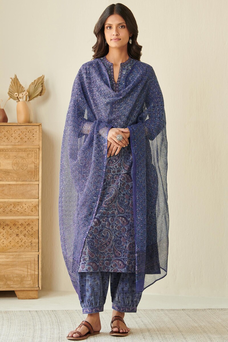 Akola Hand Block Printed Kota Dupatta