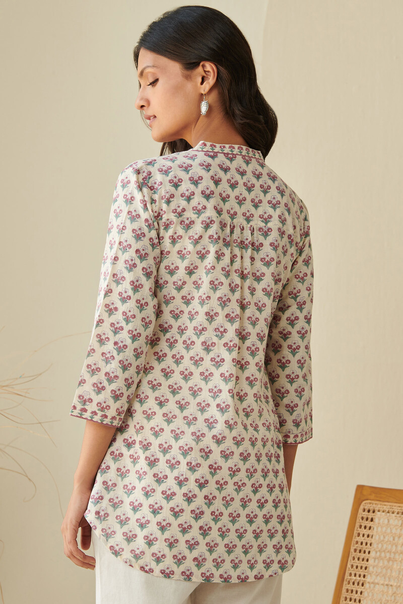 Off-White Hand Block Printed Cotton Top
