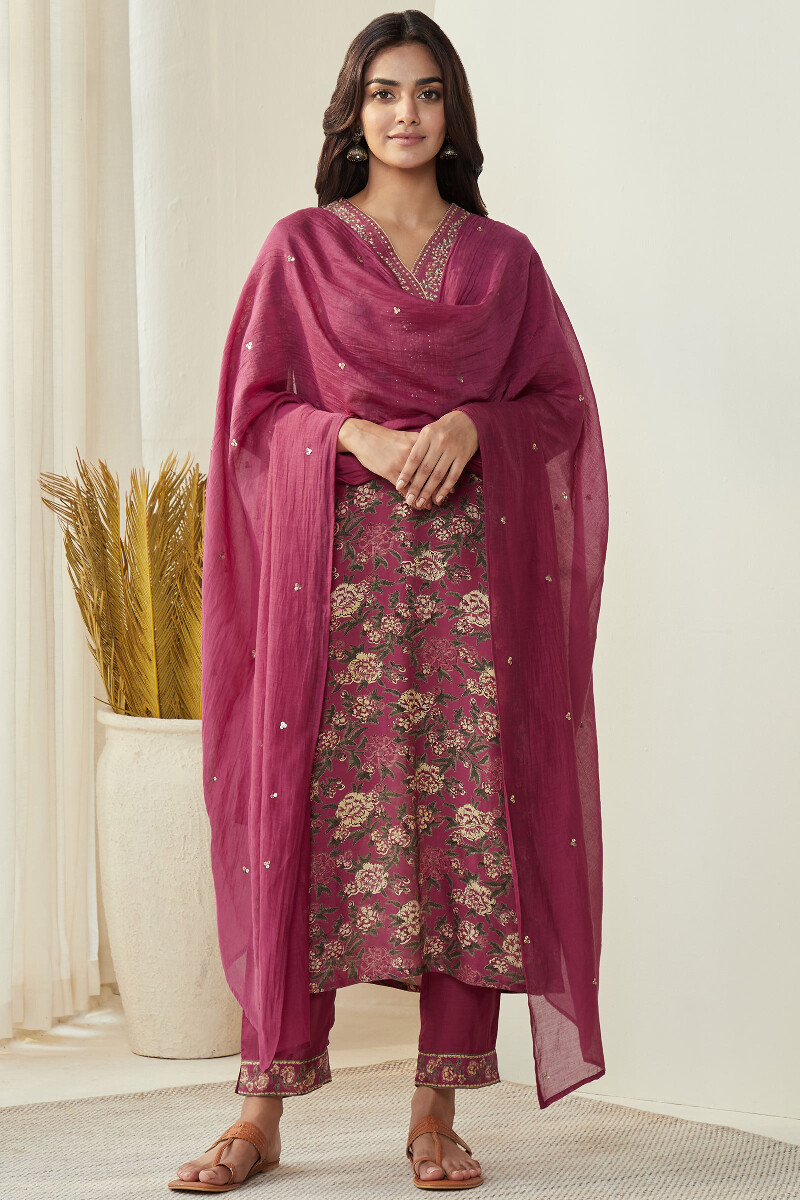 Pink Handcrafted Modal Narrow Pants