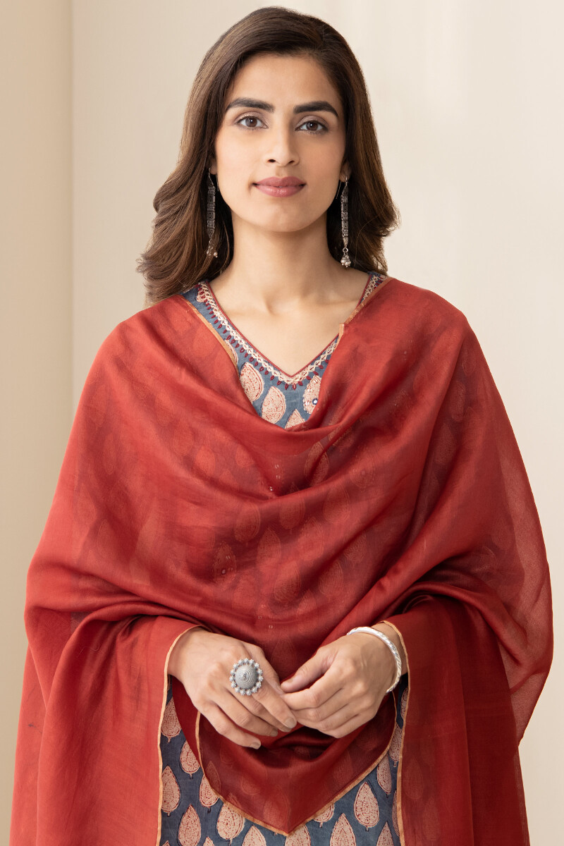 Maroon Handcrafted Chanderi Dupatta