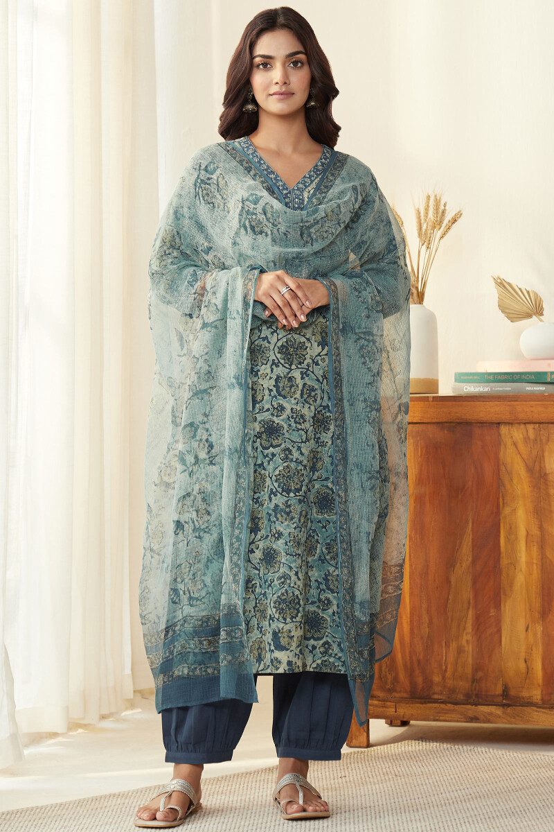 Akola Hand Block-Printed Kota Dupatta