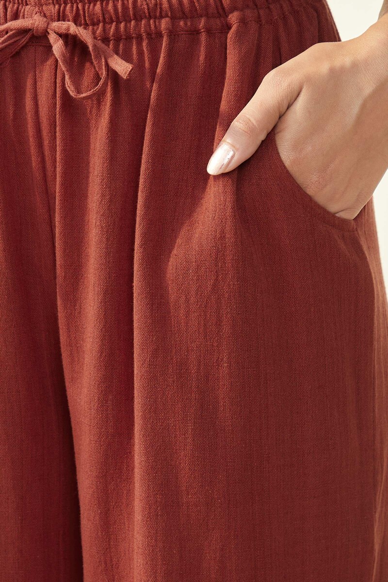 Red Handcrafted Cotton Flax Farsi