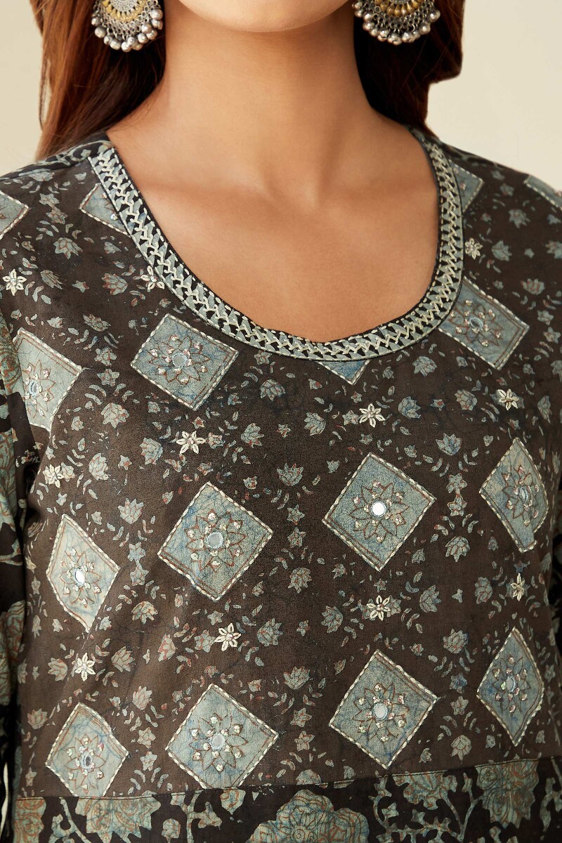 Akola Hand Block-Printed Straight Cotton Kurta