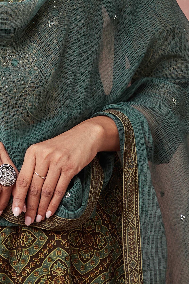 Green Handcrafted Kota Dupatta