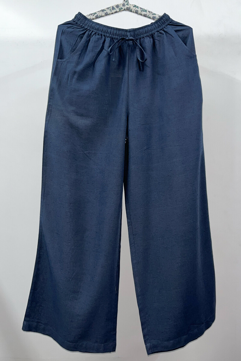 Blue Embroidered Cotton Kurta, Pants & Dupatta