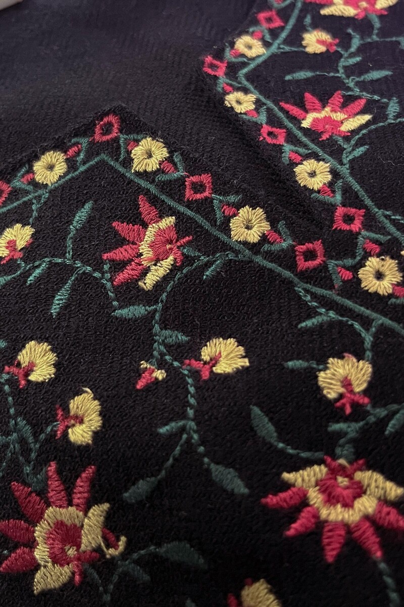 Black Handcrafted Straight Faux Wool Kurta