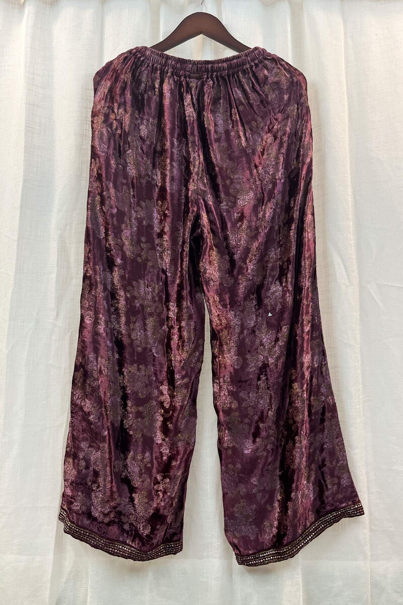 FG Specials: 1 of 1- Purple Handcrafted Velvet Kurta & Pants