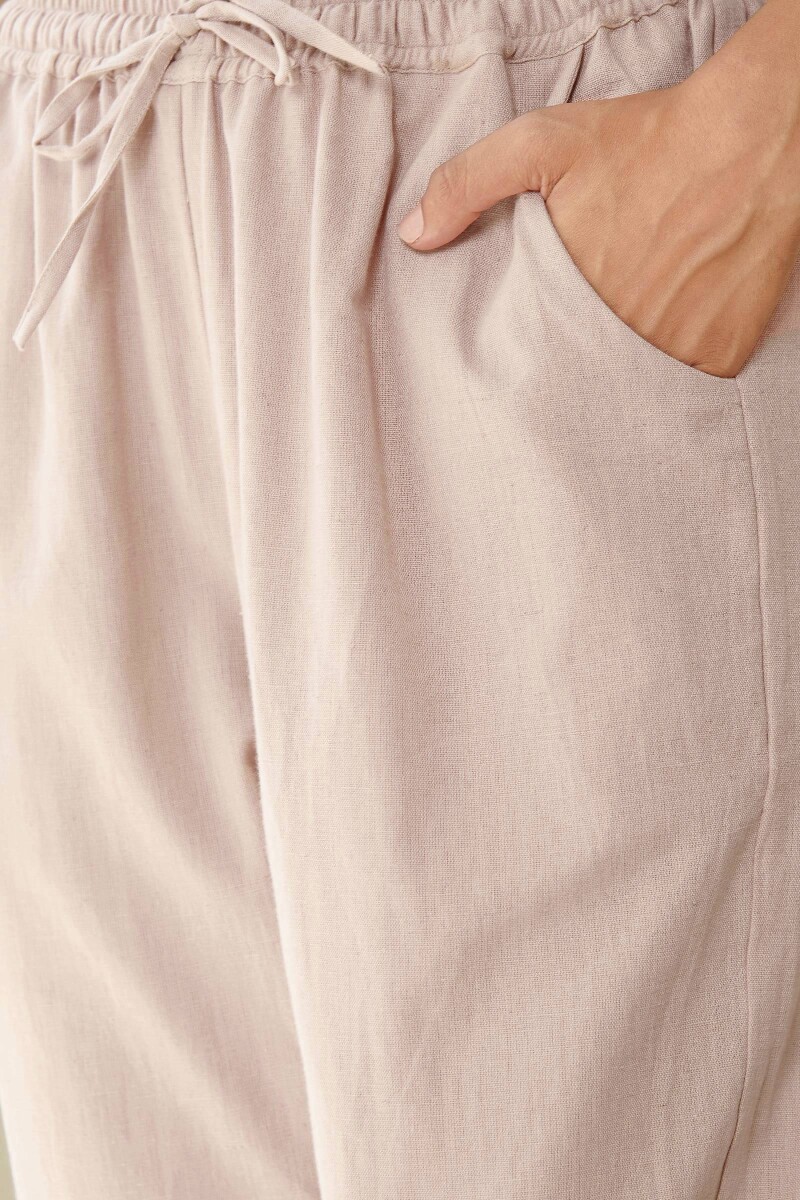 Pink Handcrafted Cotton Flax Narrow Pants