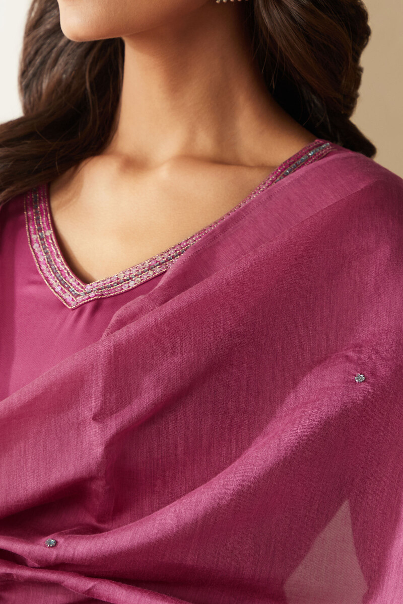 Pink Handcrafted Chanderi Dupatta