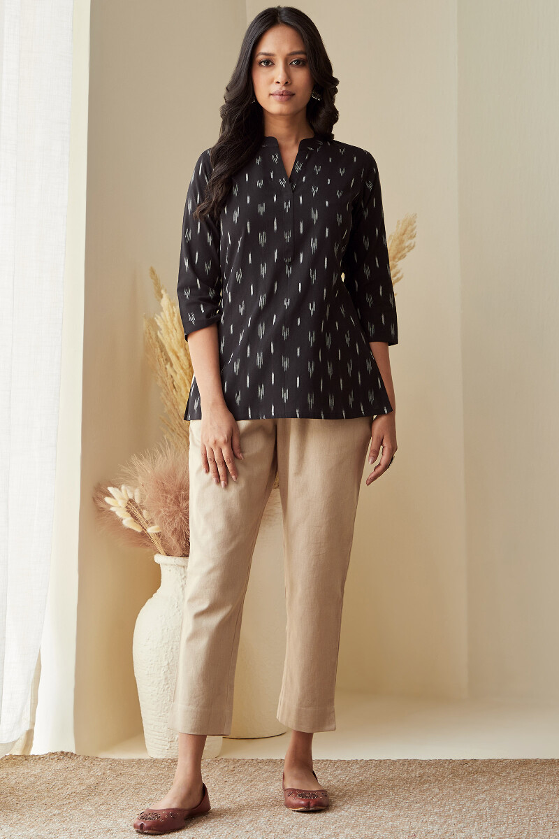 Black Handcrafted Cotton Polyester Top