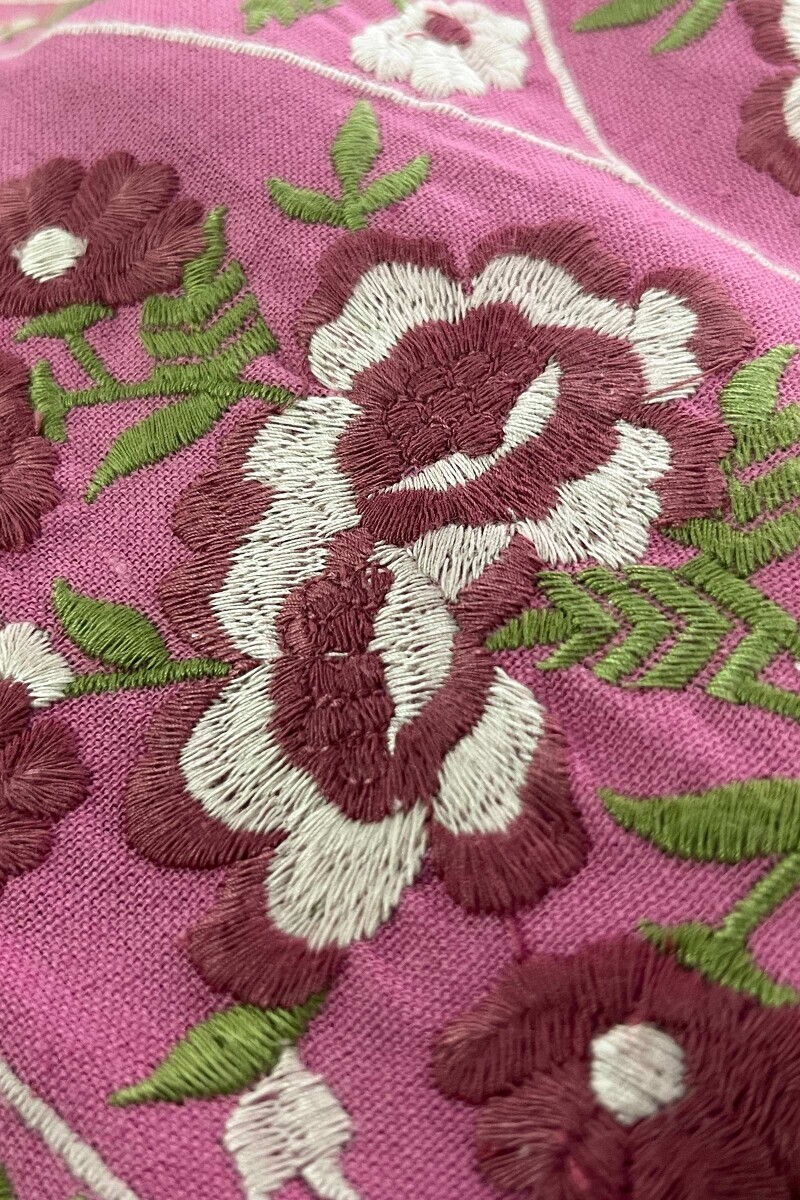 Pink Handcrafted Straight Cotton Flax Kurta