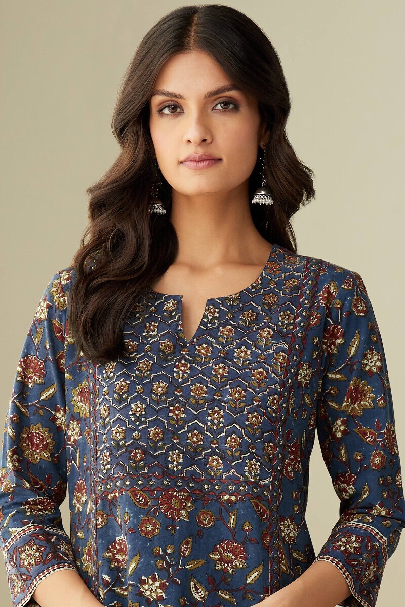 Bagru Hand Block-Printed Straight Cotton Kurta