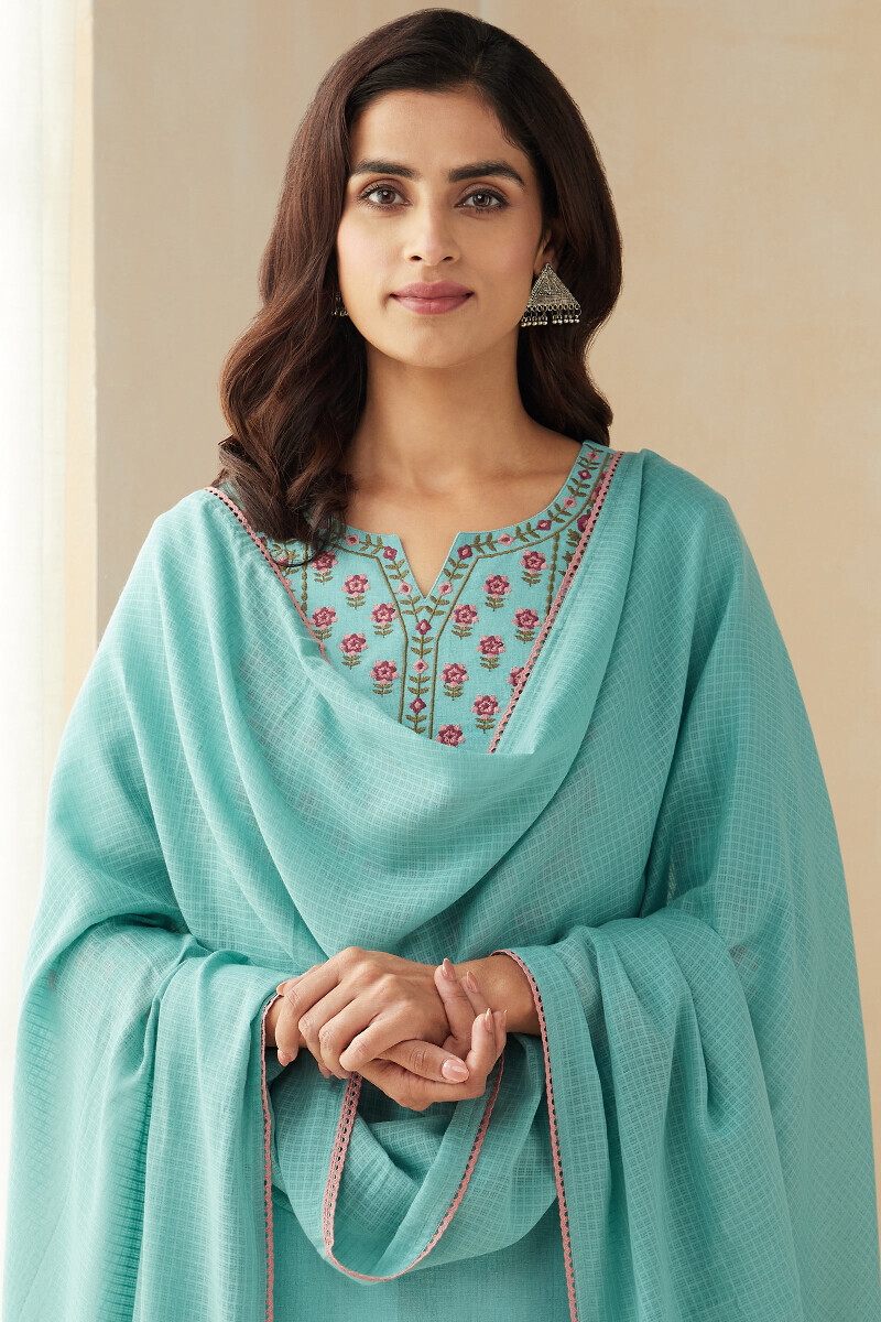 Blue Handcrafted Kota Dupatta