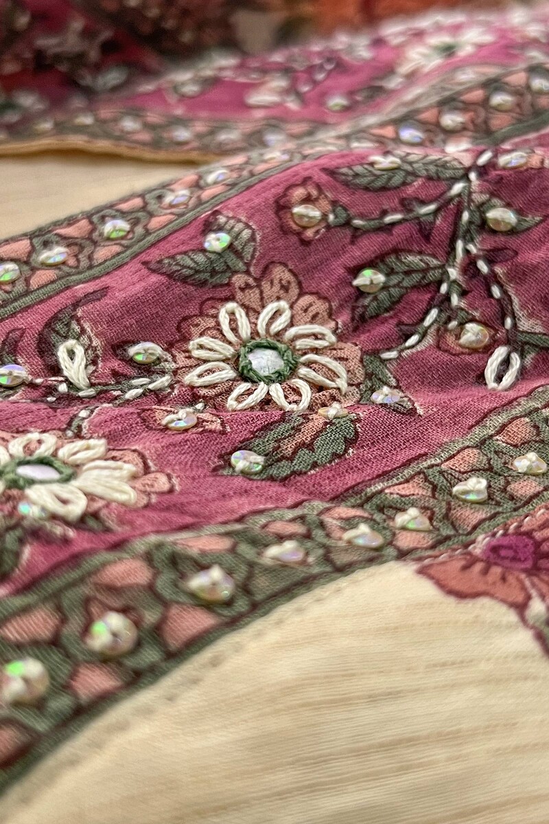 Beige Hand Block-Printed Straight Cotton Dobby Kurta