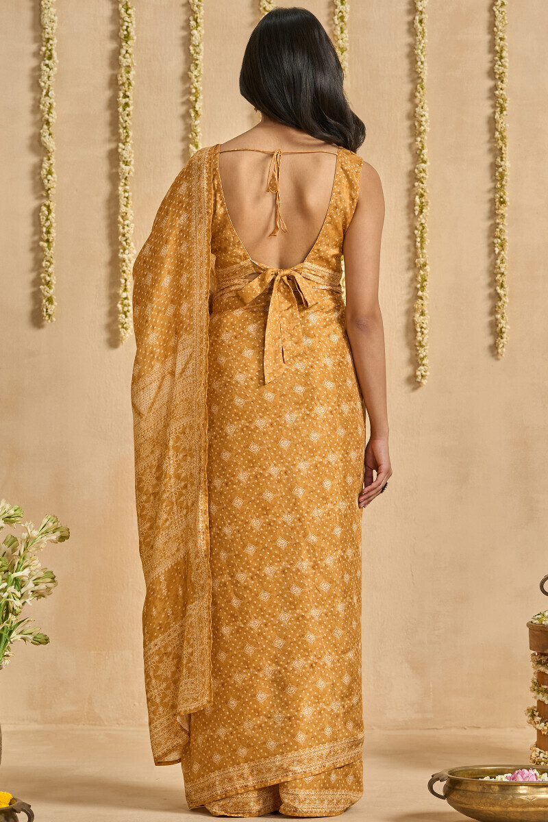 Yellow Printed Viscose Saree