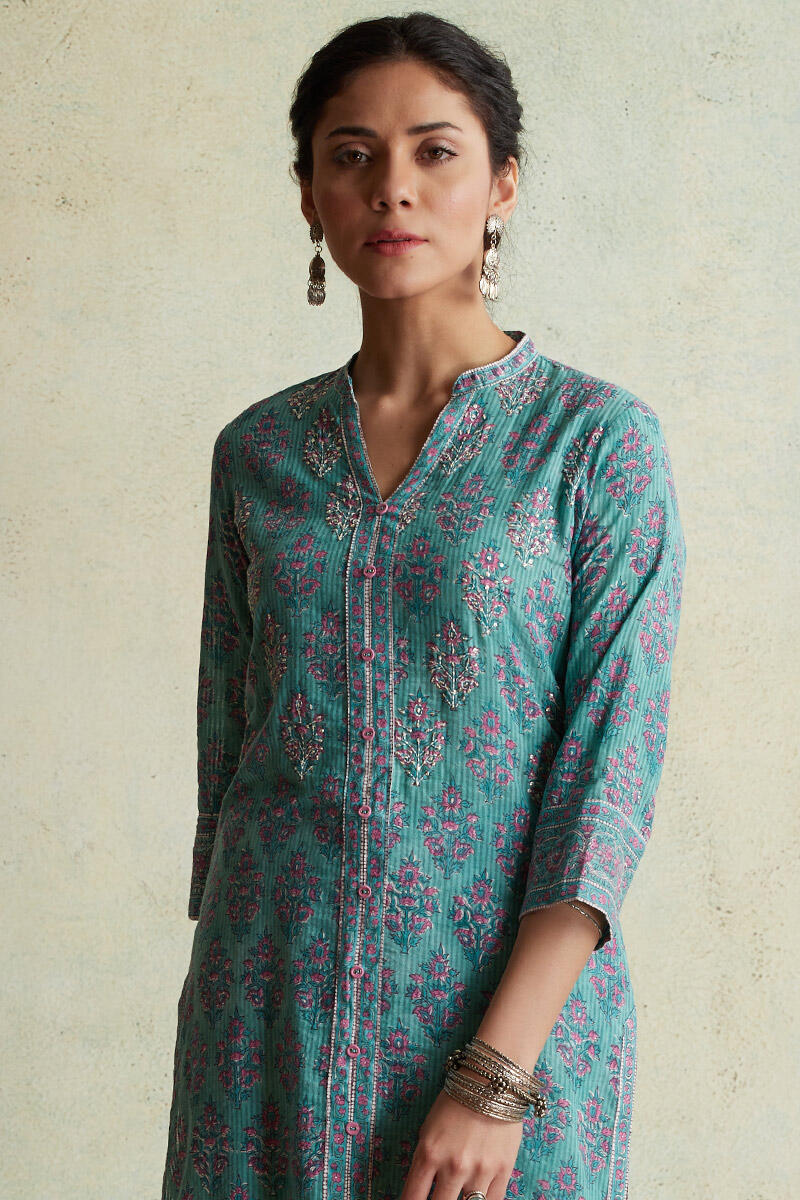 Sanganeri Block Printed Straight Cotton Kurta