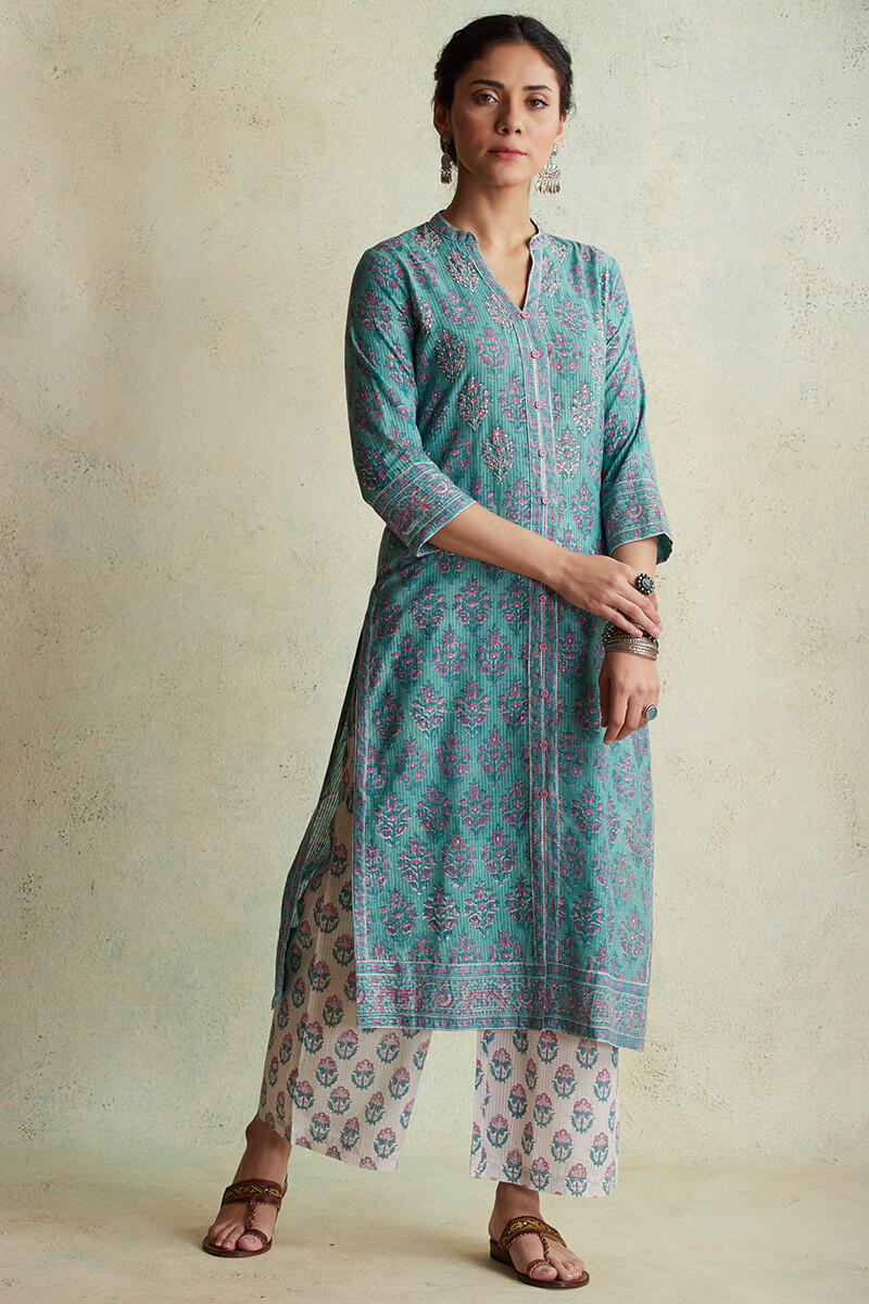 Sanganeri Block Printed Straight Cotton Kurta