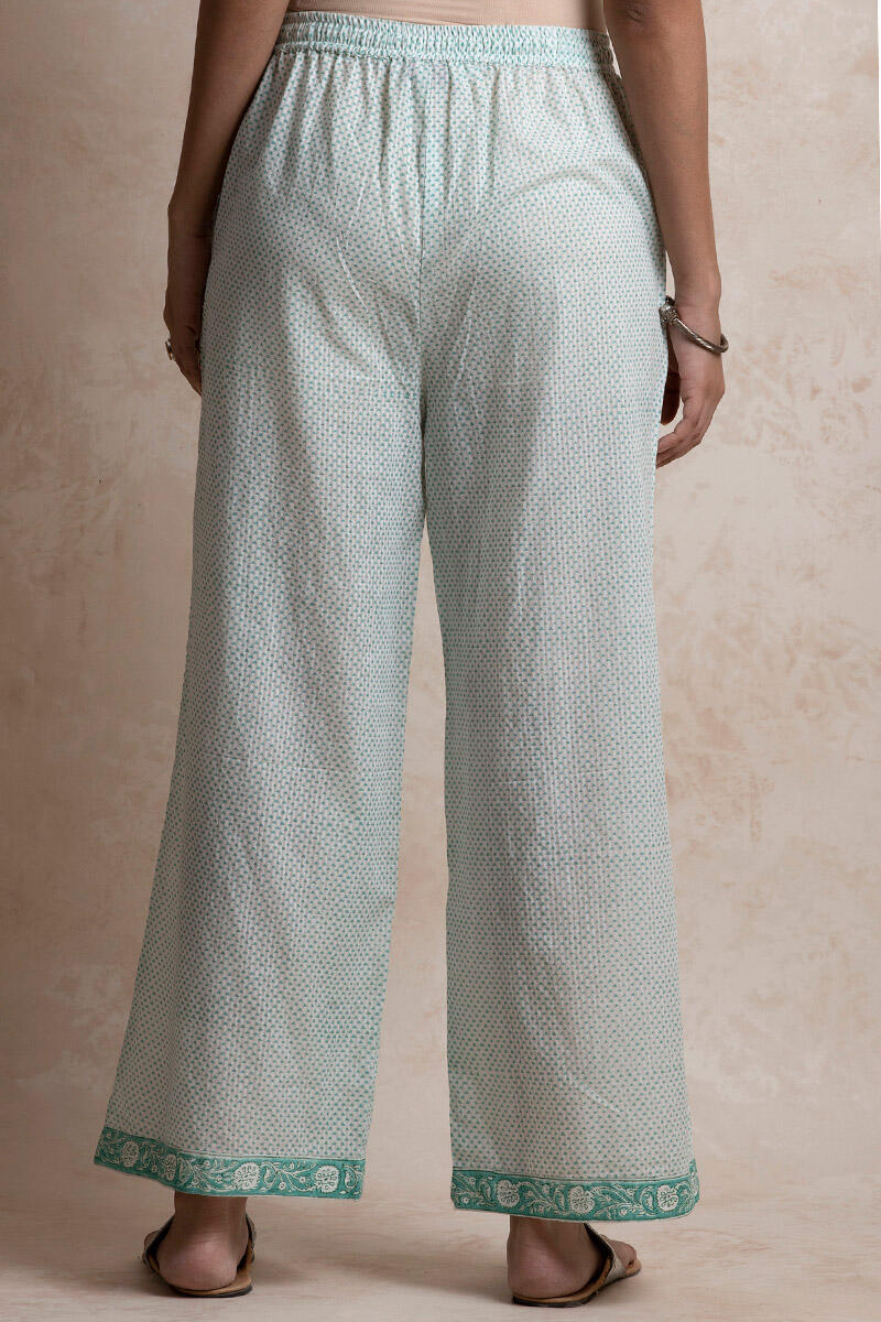 Green Block Printed Cotton Farsi Pants