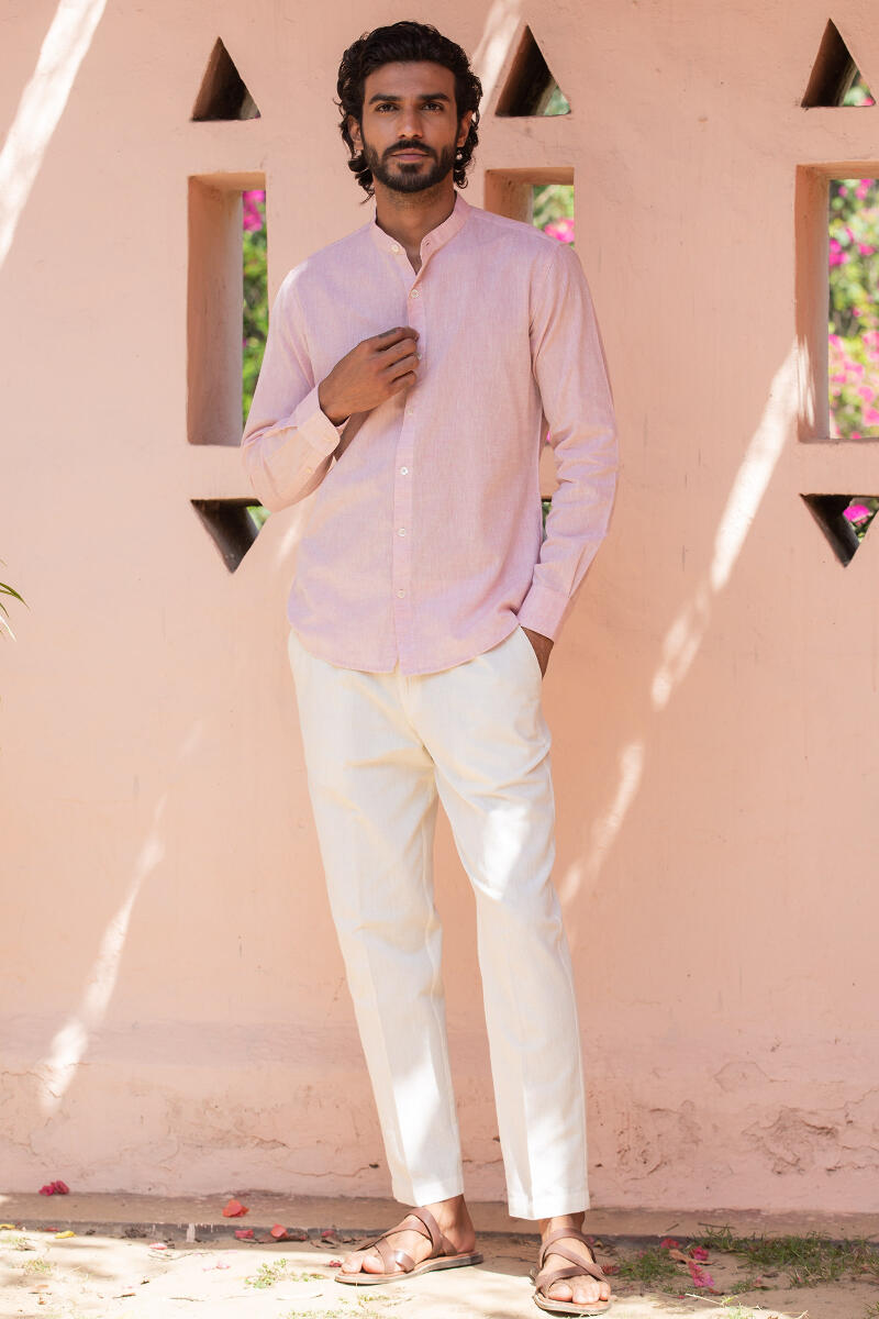 Red Handcrafted Cotton Linen Shirt