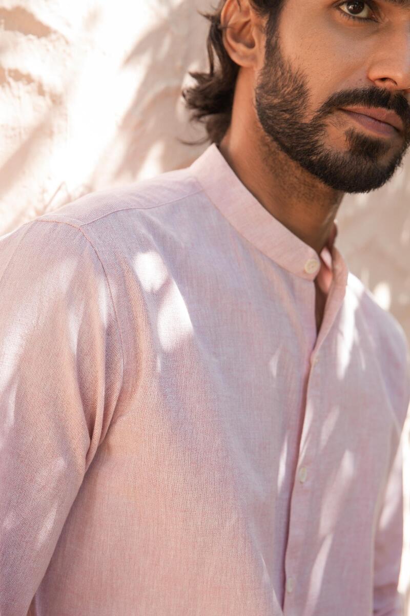 Red Handcrafted Cotton Linen Shirt