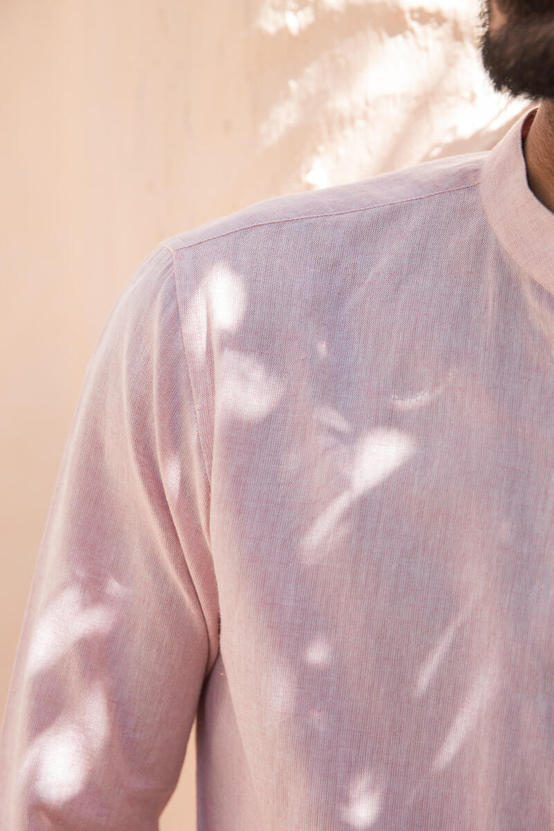 Red Handcrafted Cotton Linen Shirt