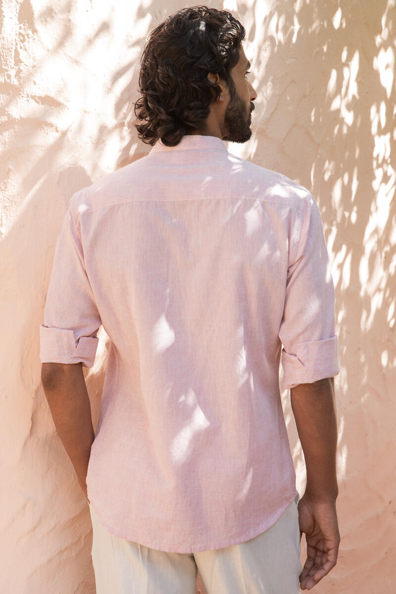 Red Handcrafted Cotton Linen Shirt