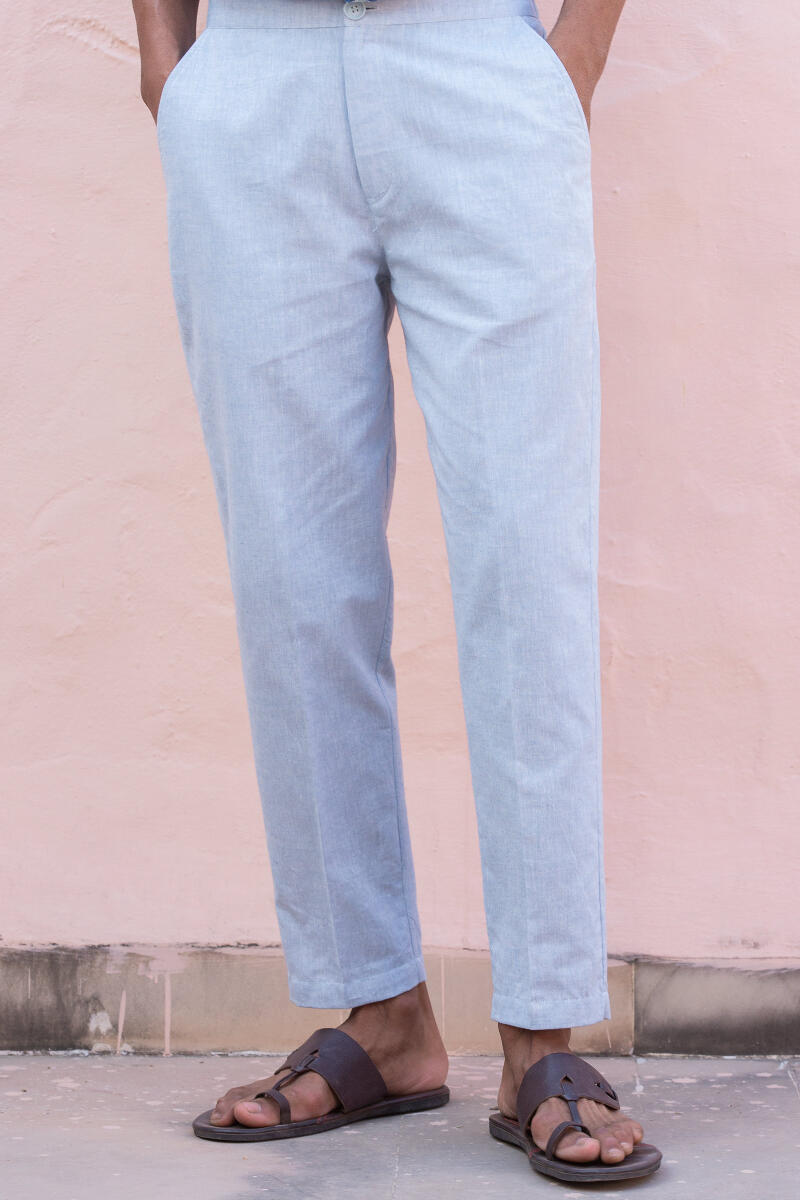 Blue Handcrafted Linen Pants