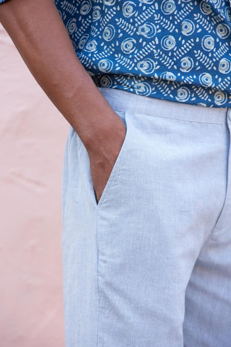 Blue Handcrafted Linen Pants