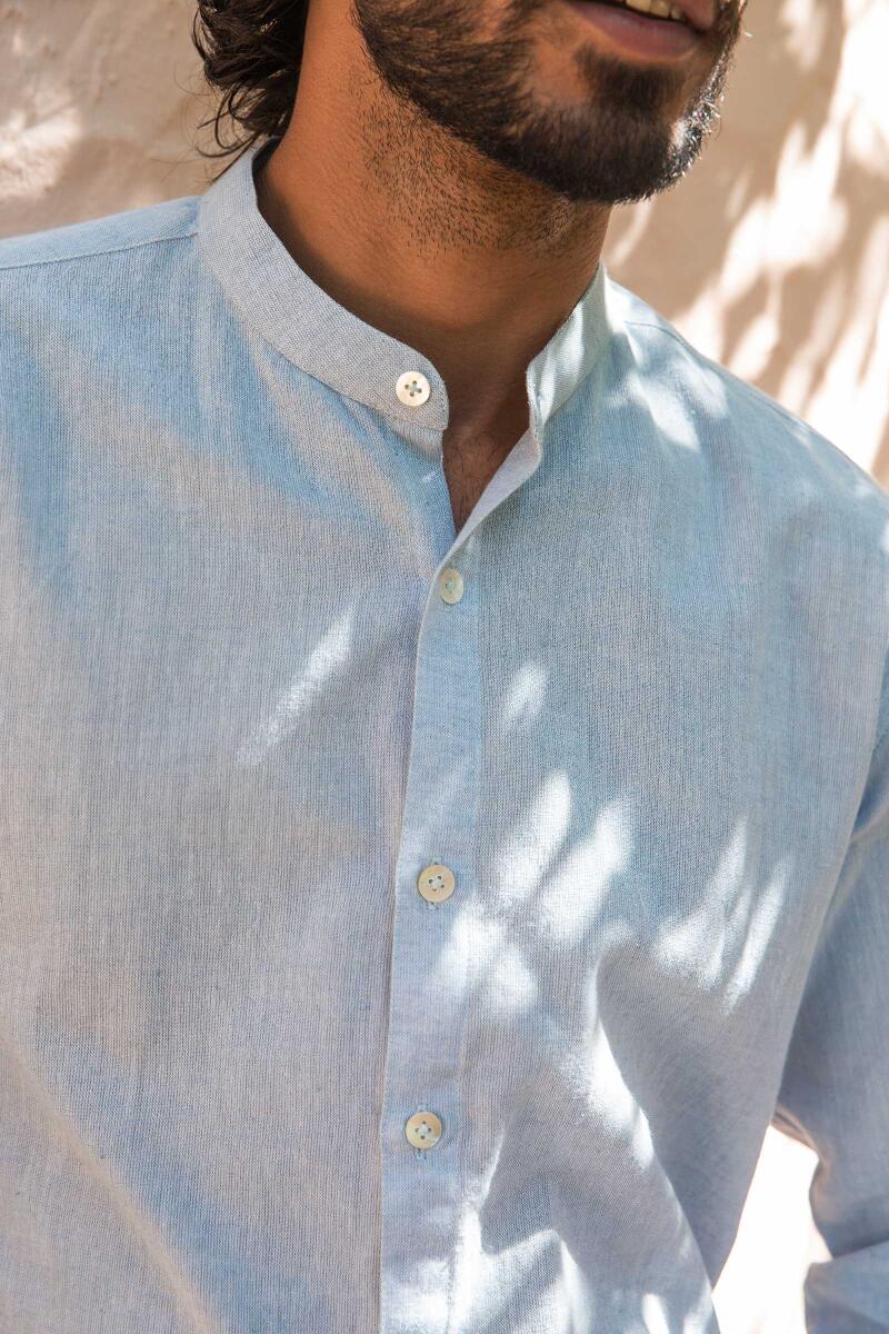 Blue Handcrafted Cotton Linen Shirt