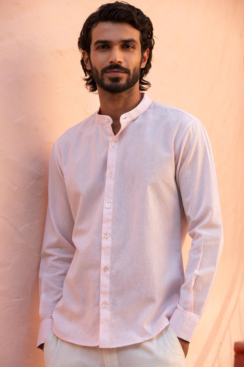 Pink Handcrafted Cotton Linen Shirt