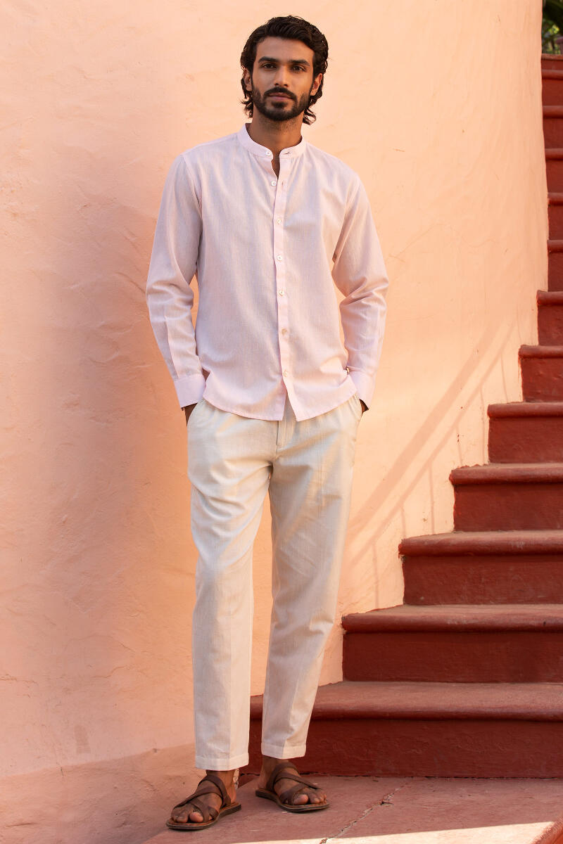 Pink Handcrafted Cotton Linen Shirt
