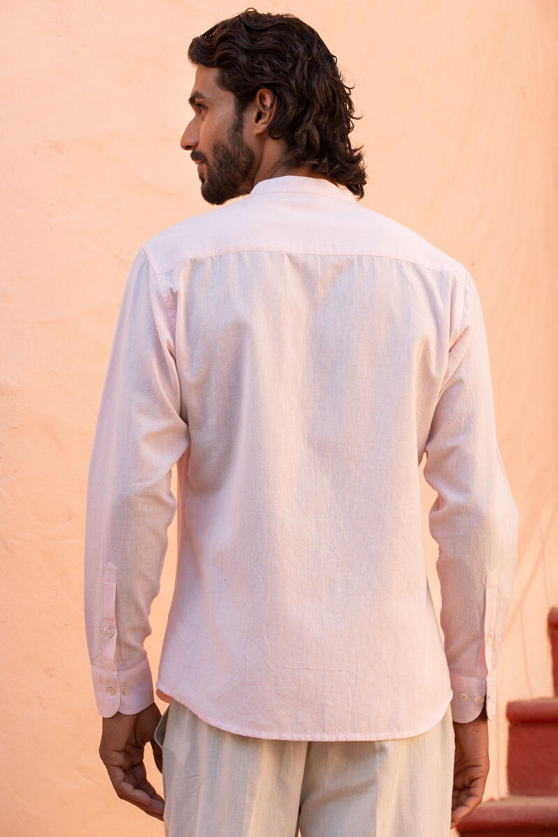 Pink Handcrafted Cotton Linen Shirt