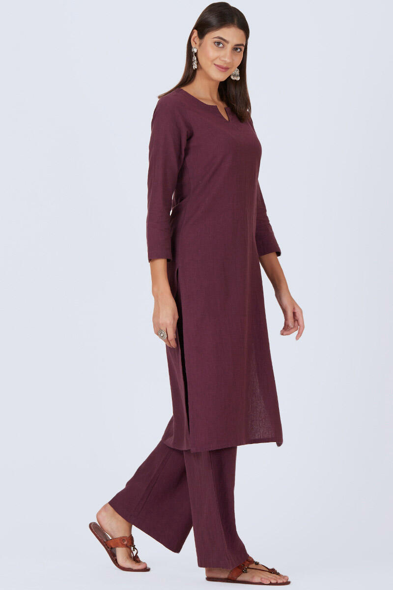 Purple Handcrafted Straight Cotton Kurta