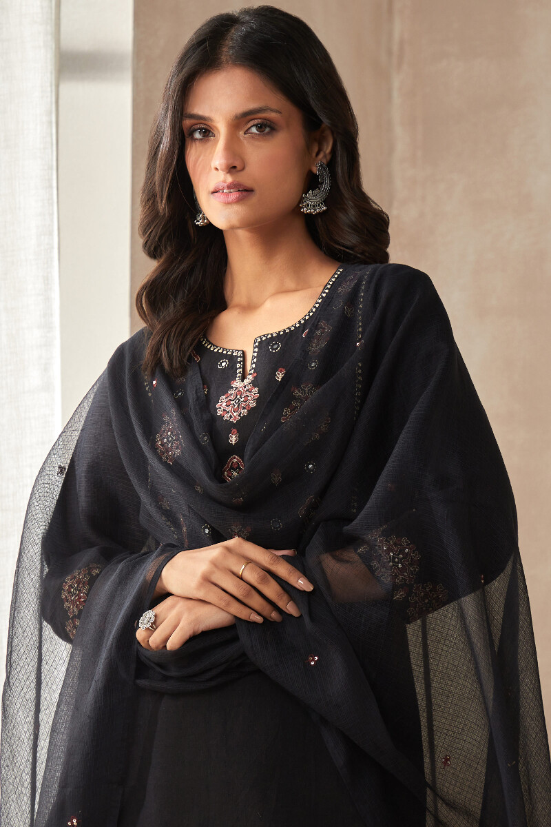 Black Handcrafted Kota Dupatta