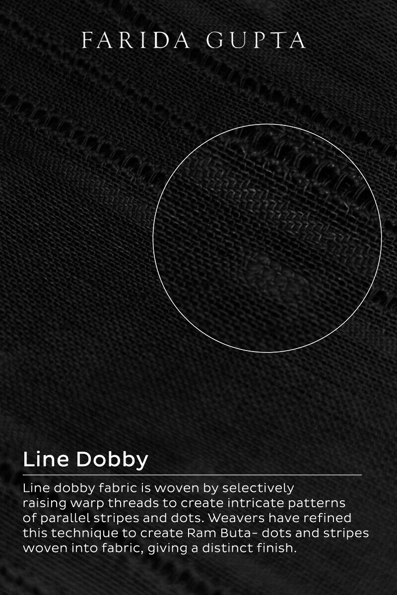 Black Handcrafted Straight Cotton Dobby Kurta