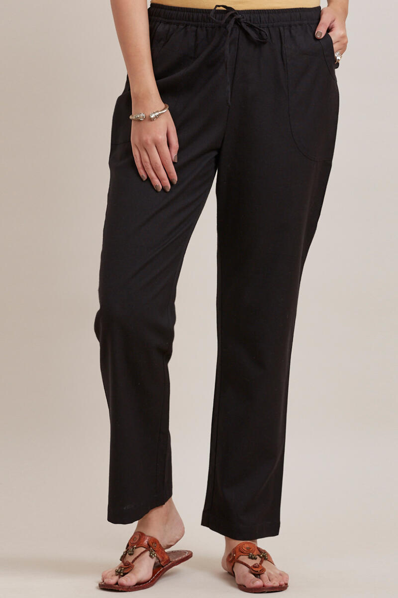 Black Handcrafted Cotton Pants